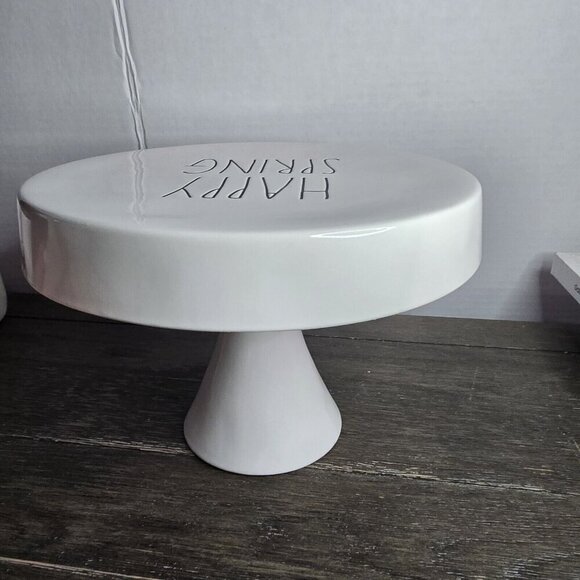 Rae Dunn Artisan Happy Spring Cake Dessert Stand Plate Platter Easter Dinner - Picture 5 of 13